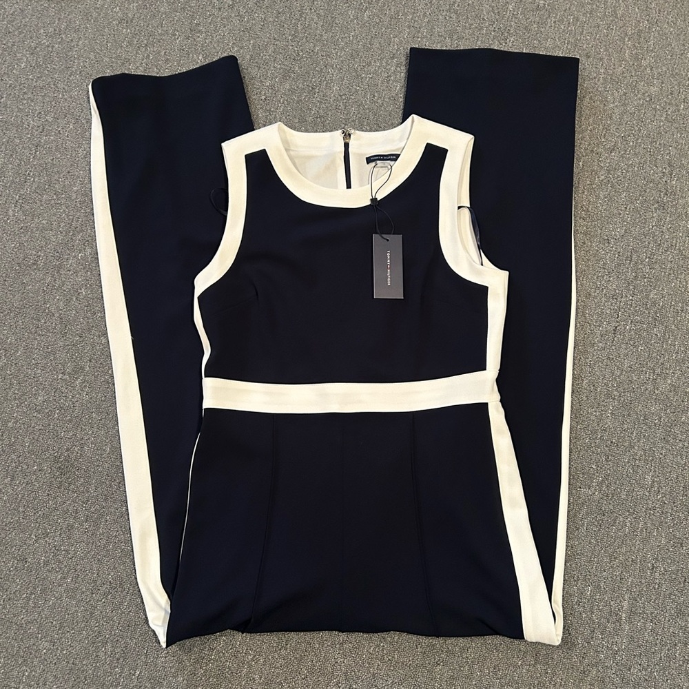 Tommy Hilfiger Blue and White Jumpsuit Chic Style